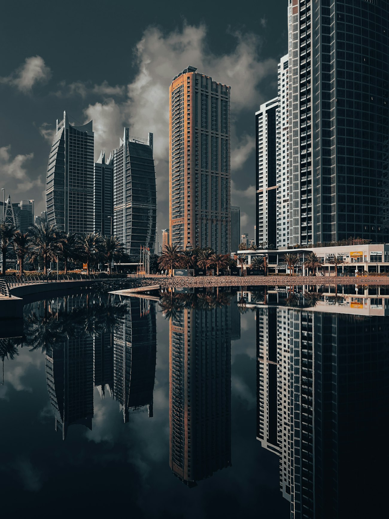 Waterfront and residential towers in Jumeirah Lake Towers, Dubai